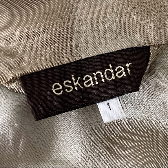 Eskandar Women's Tan Cream Silk Blend Open Front Jacket Blazer Size 1 - Picture 7 of 9
